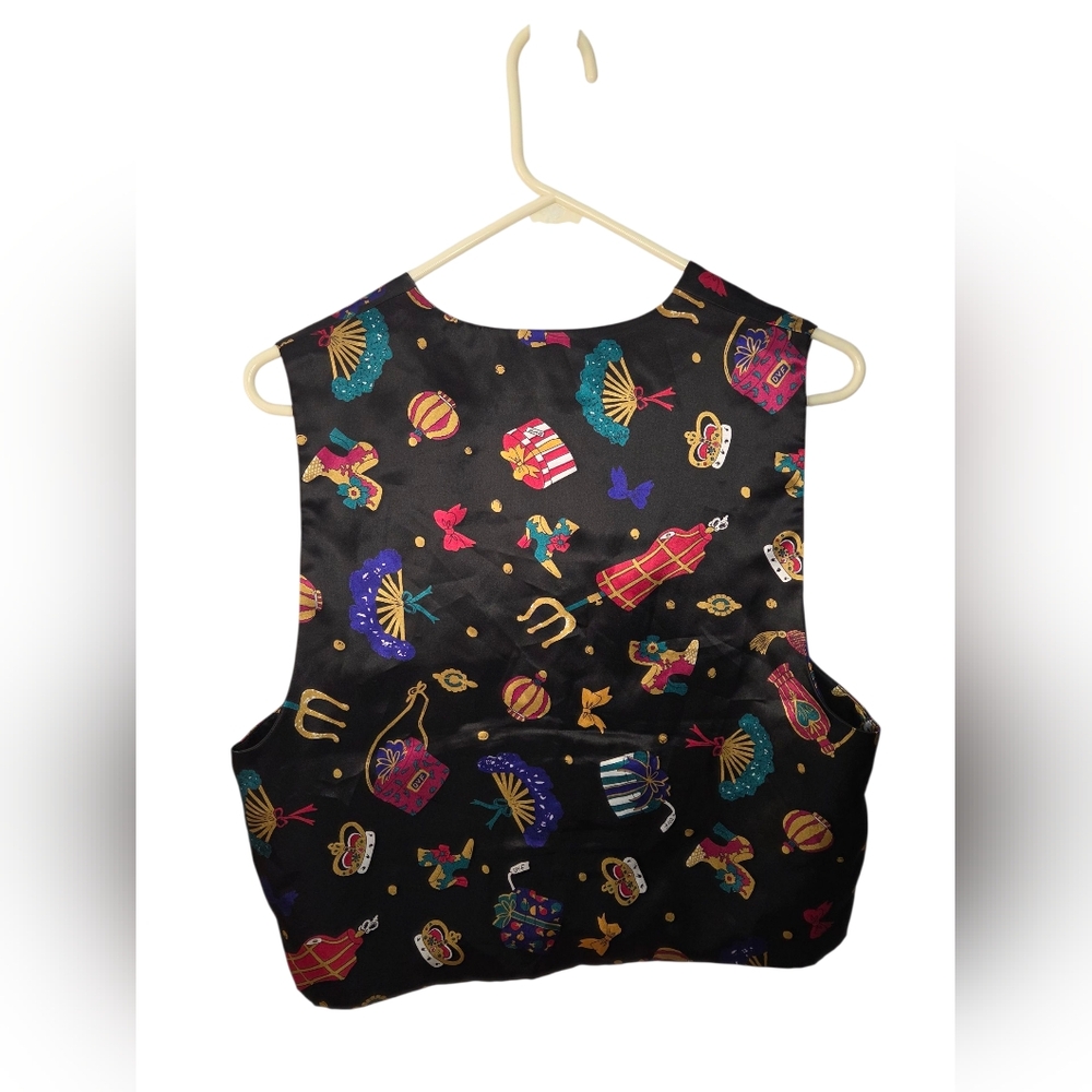 Vintage Diane Von Furstenberg Black Vest Color Authority Retro Artsy Size S - Picture 3 of 5